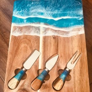 Charcuterie board with knife set